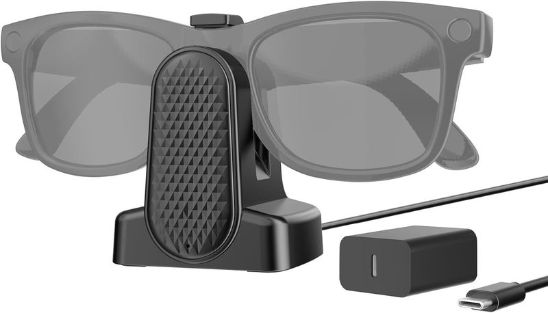Sdfghj Charger Stand for Ray-Ban Meta Smart Glasses, Portable Charging Dock for Wayfarer, Headliner, Skyler, Oakley Meta HSTN with 3.3 ft Cable Type C Charger, Charger Station for Meta Glasses RayBan (Black) - Image 1